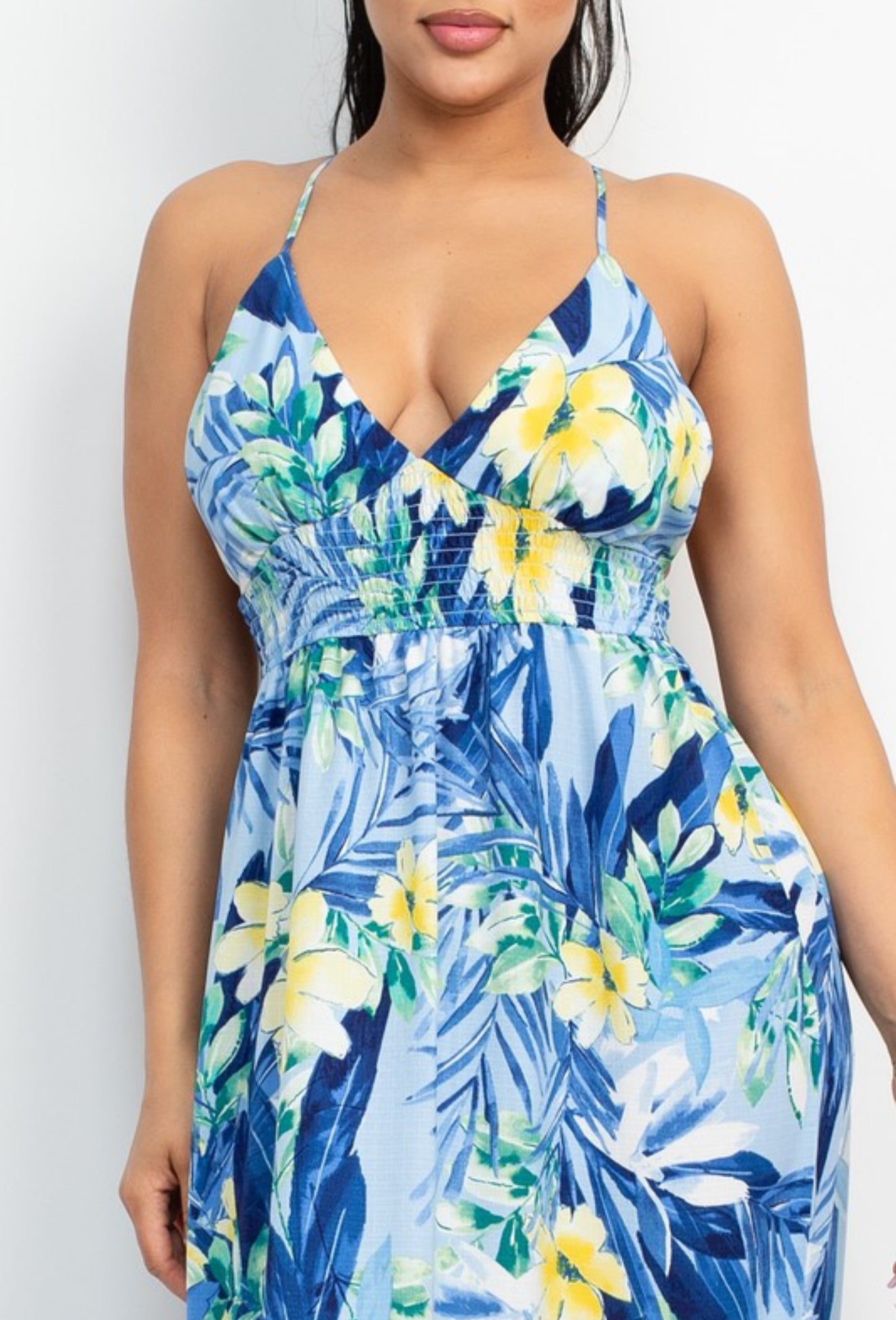 “Rhonda” Tropical maxi dress