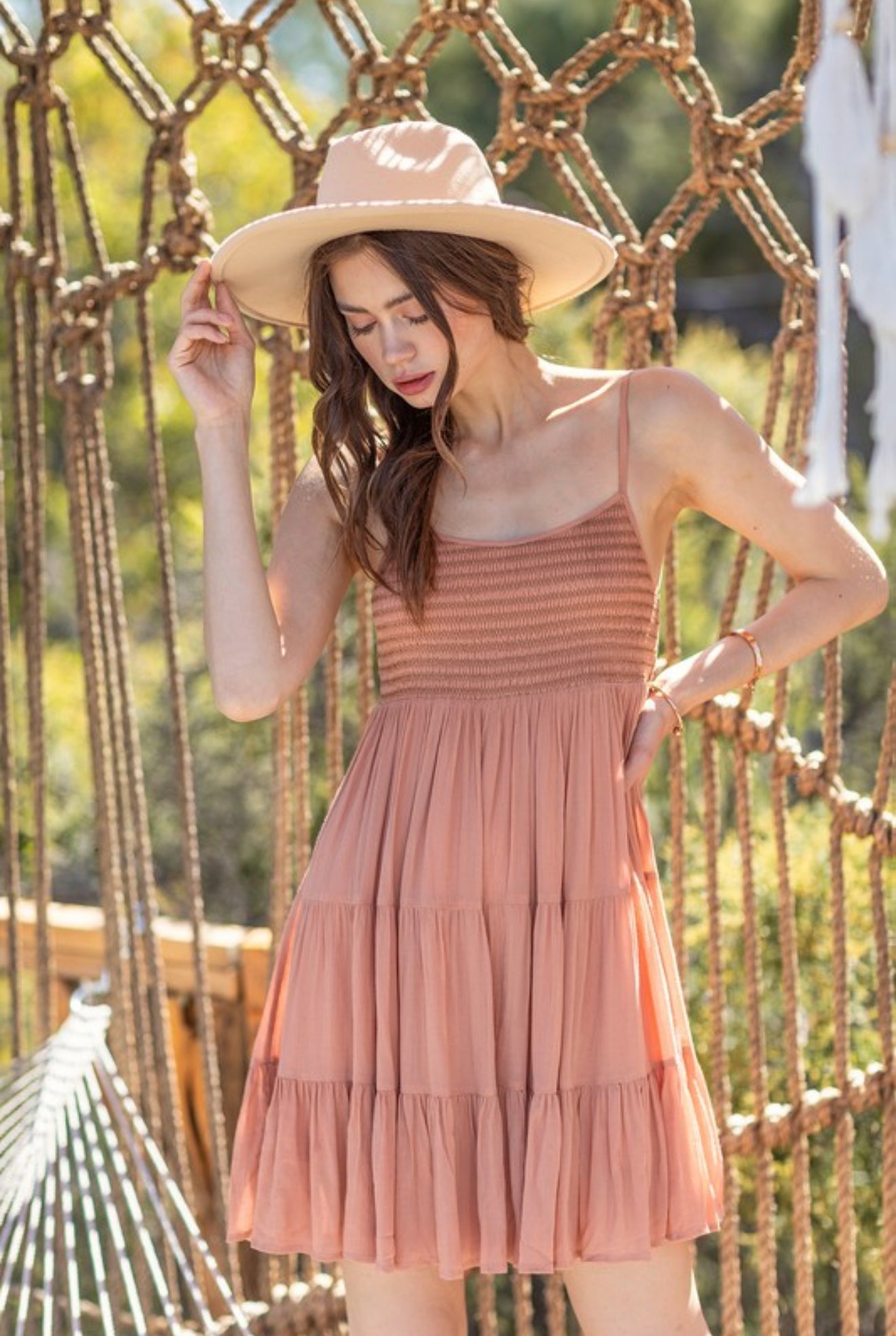 “Peachy” Short smock Tank Top Dress