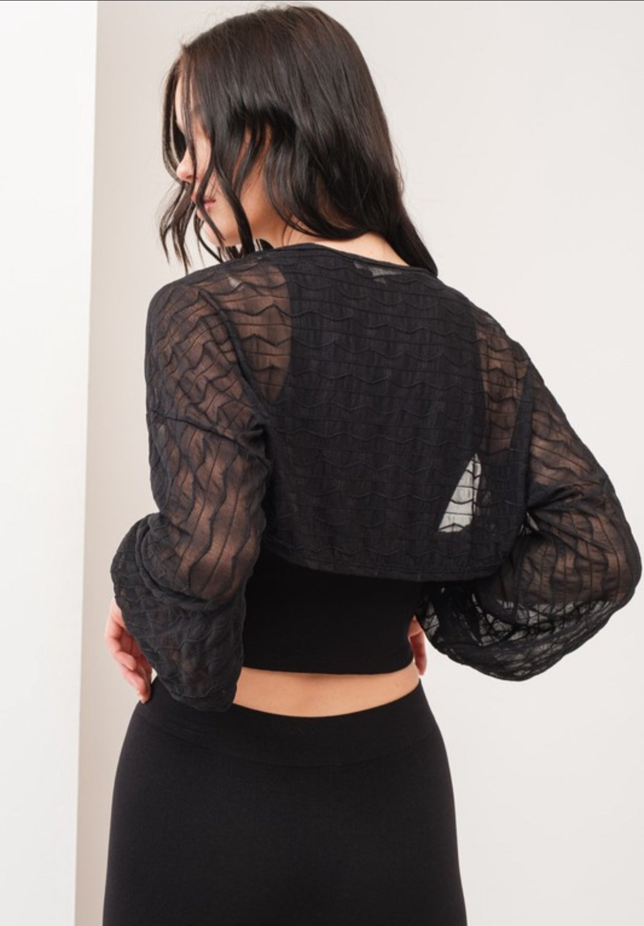 “Corrine” Sheer Cardigan Bolero