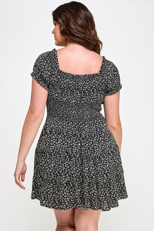 “Heather” Floral Sleeve Dress (Xl-3x)