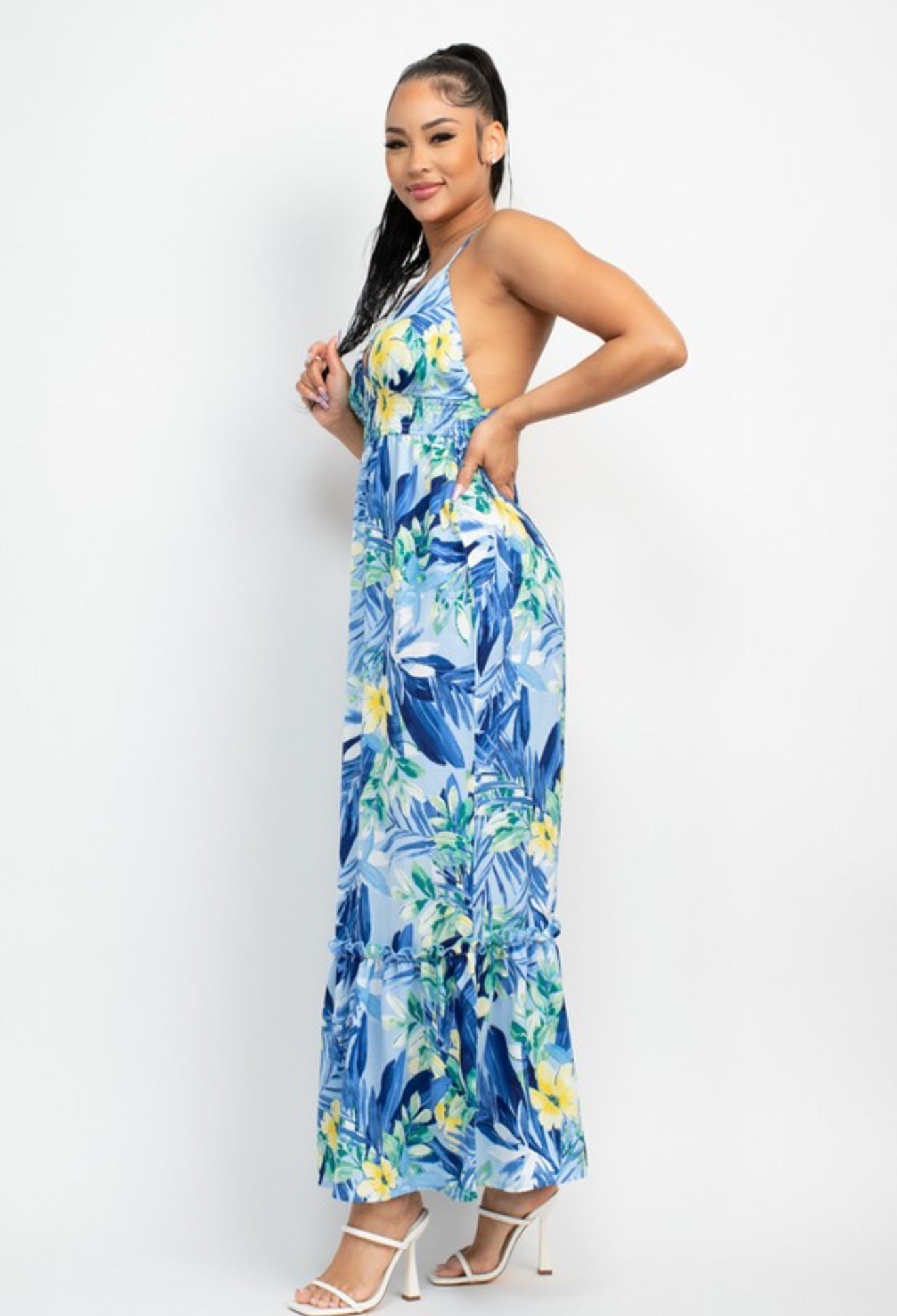 “Rhonda” Tropical maxi dress
