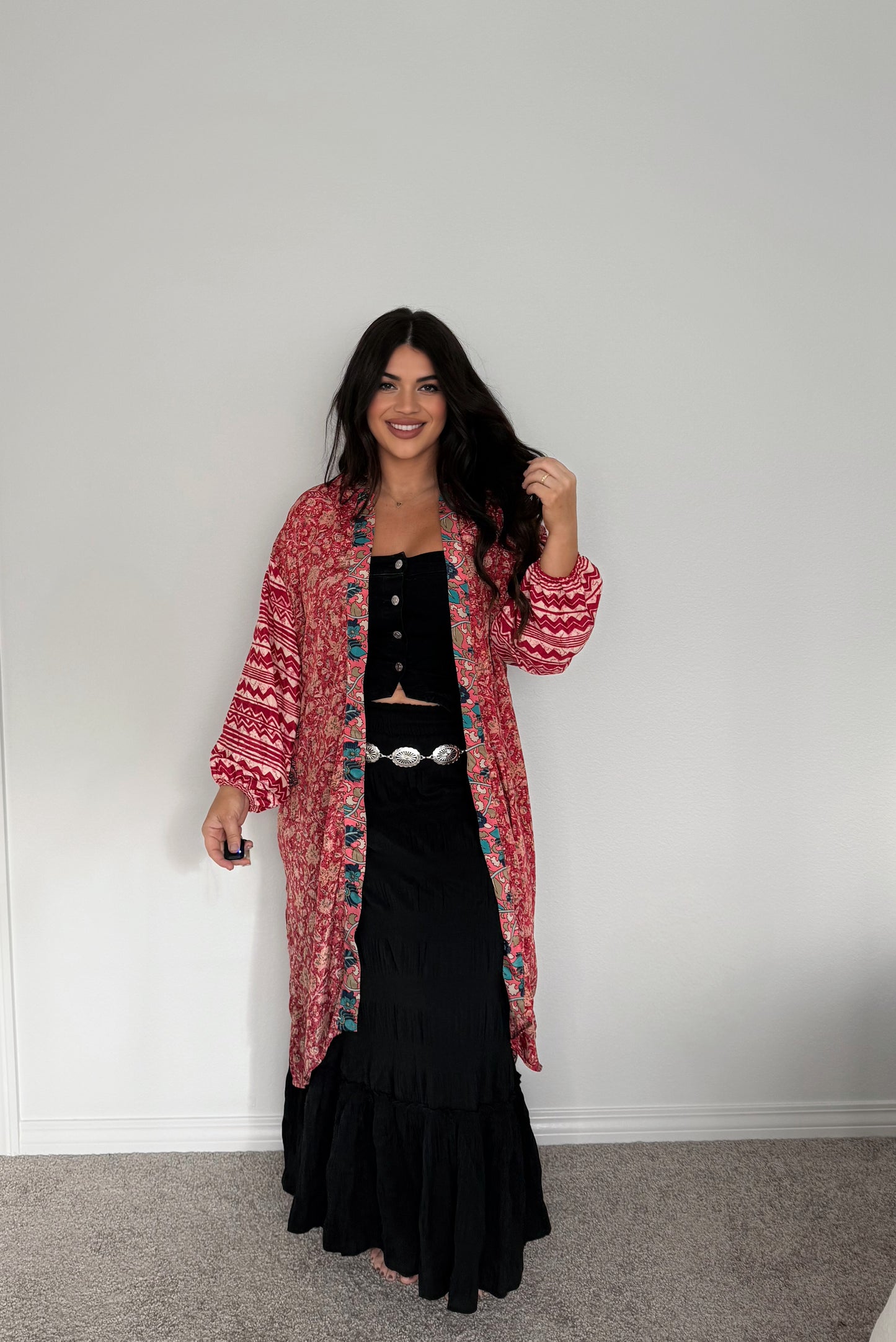 “Crete” Boho Long Kimono
