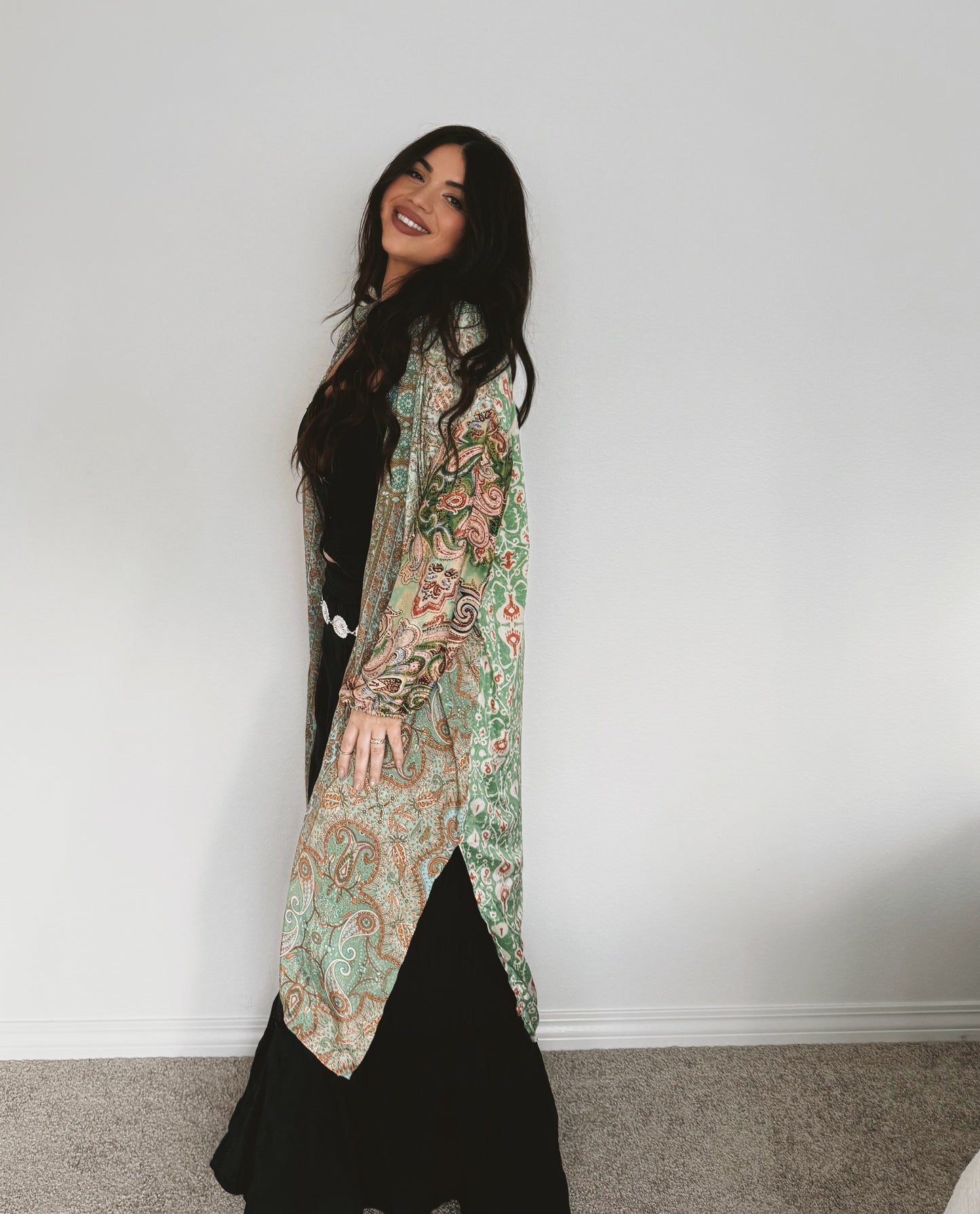 “Crete” Boho Long Kimono