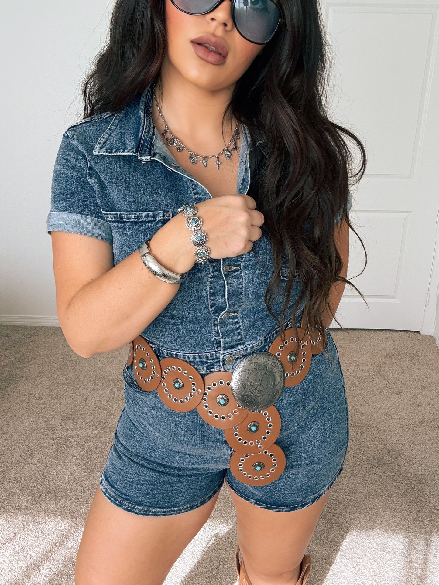 “Gene” Turquoise Concho Stretch Bracelet