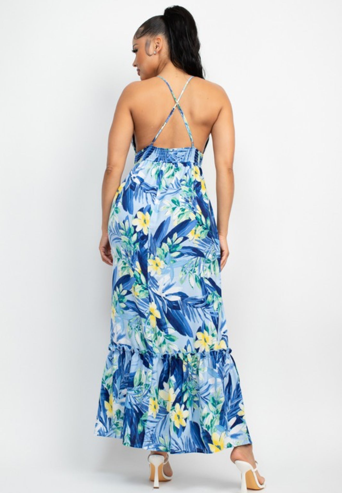 “Rhonda” Tropical maxi dress