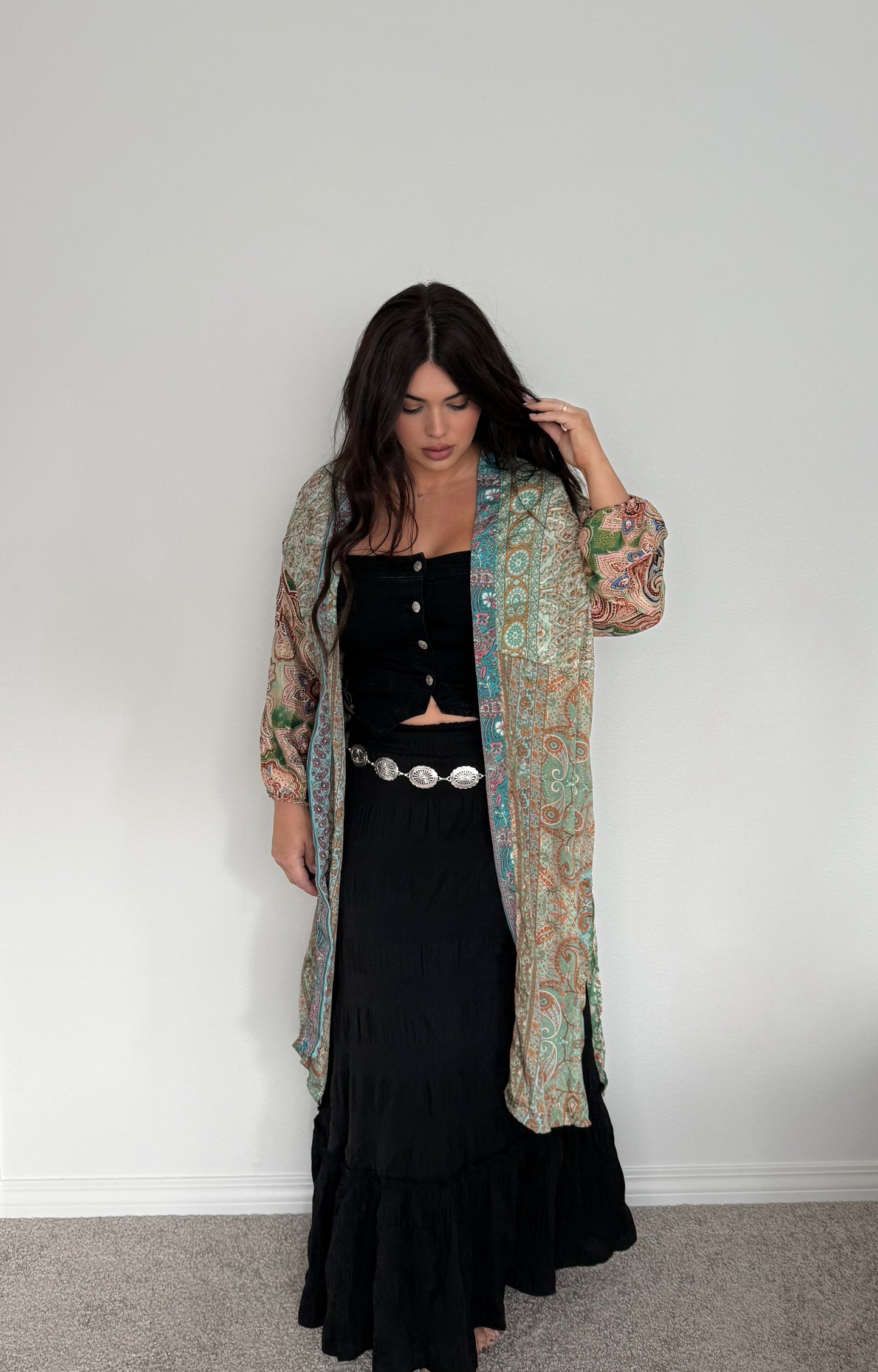“Crete” Boho Long Kimono