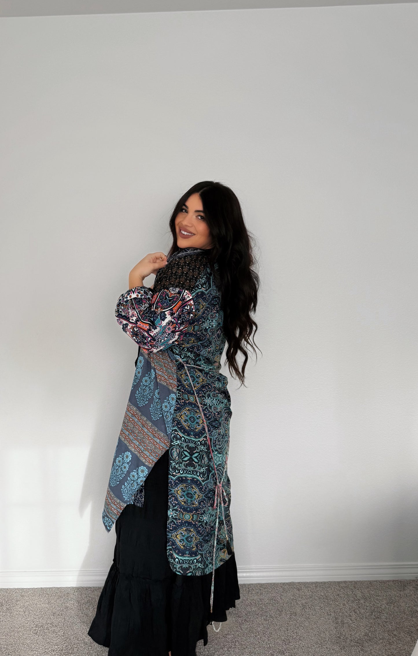 “Crete” Boho Long Kimono