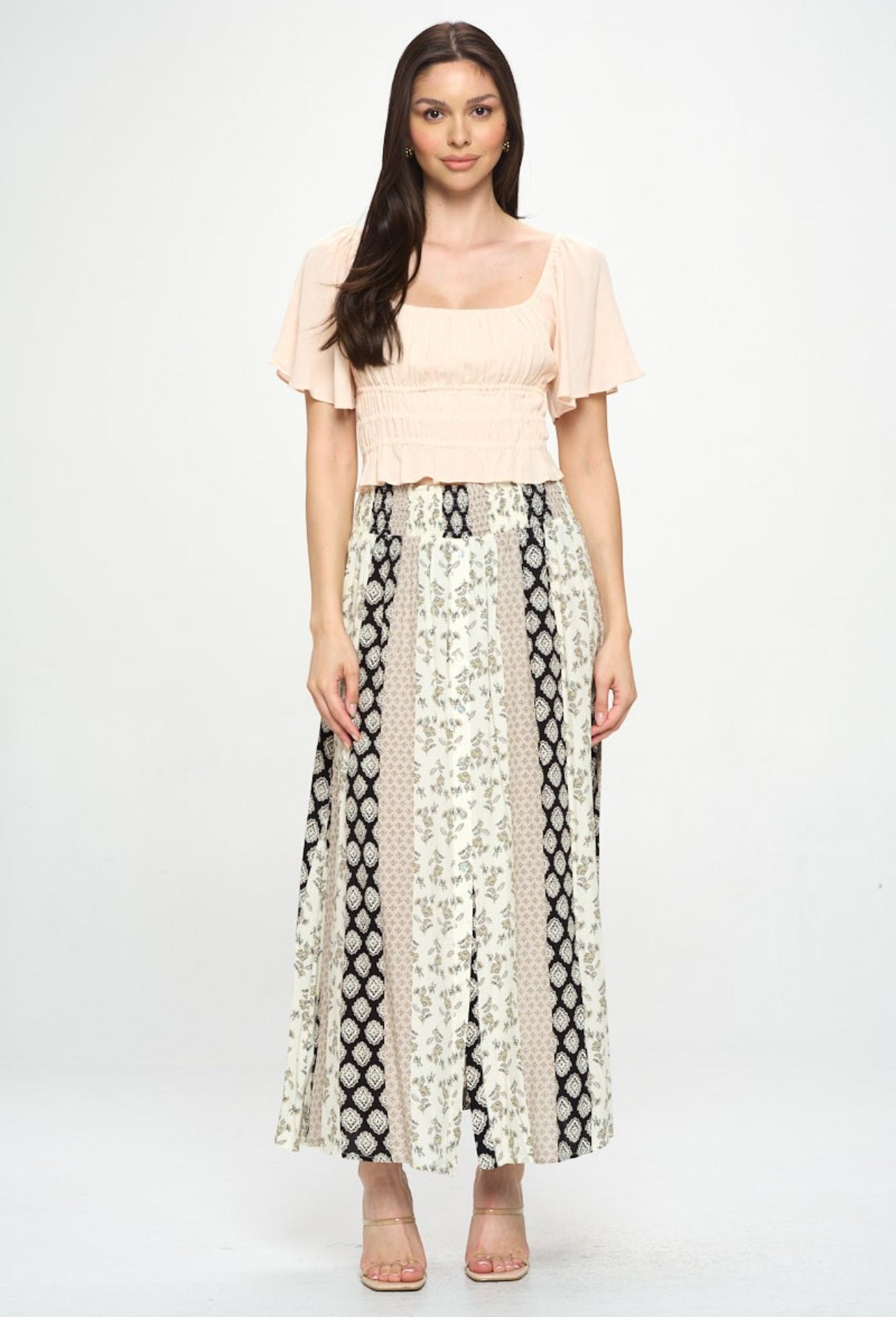 “Boho Babe” Button Down A Line Skirt