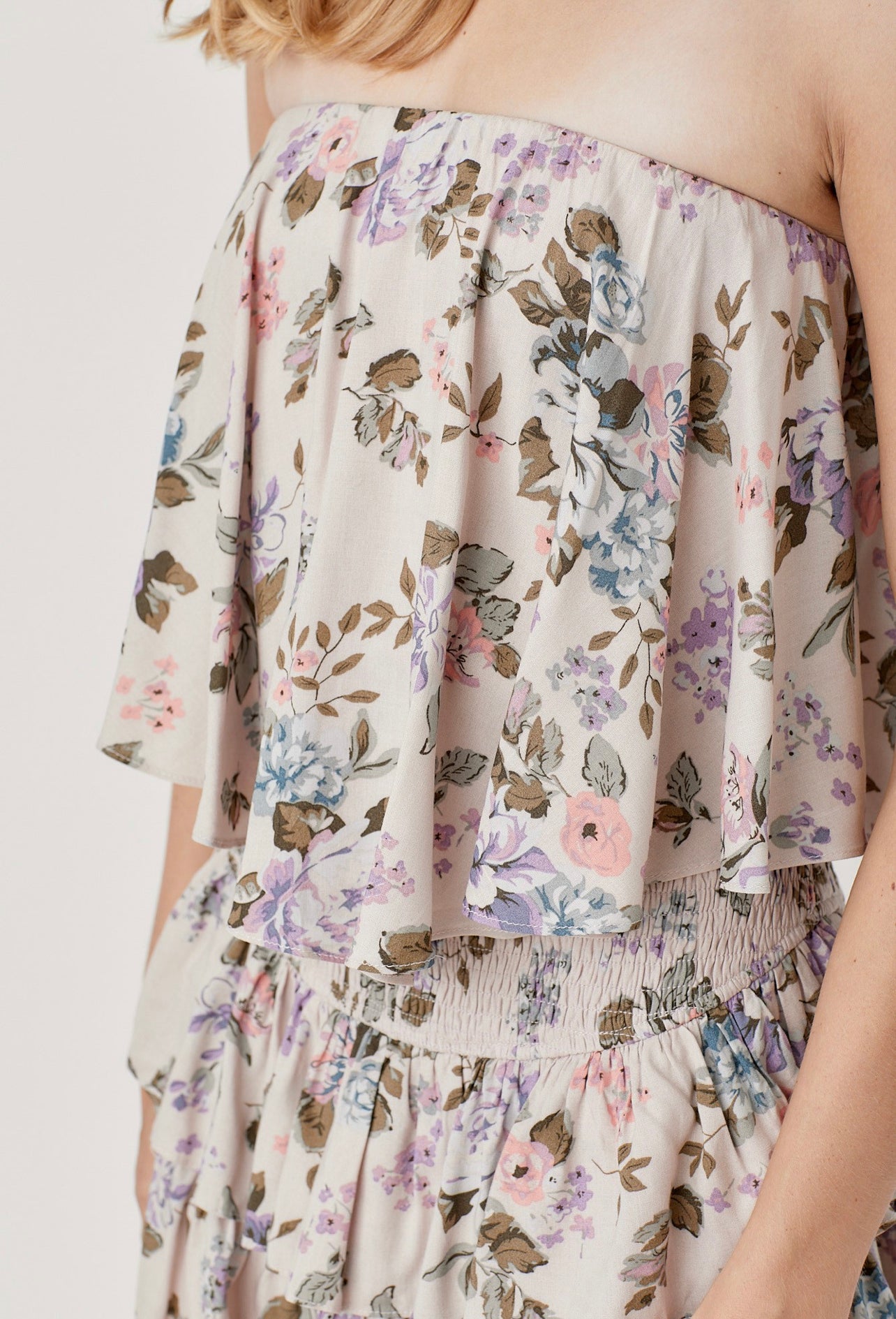 “Petals” FLOWER PRINTED TUBE MINI ROMPER DRESS