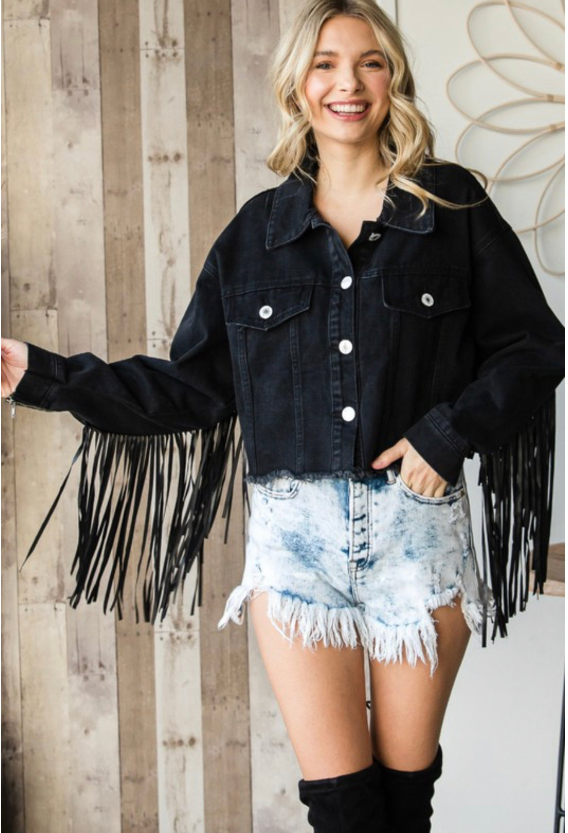 “Jojo” Denim Fringe Jacket
