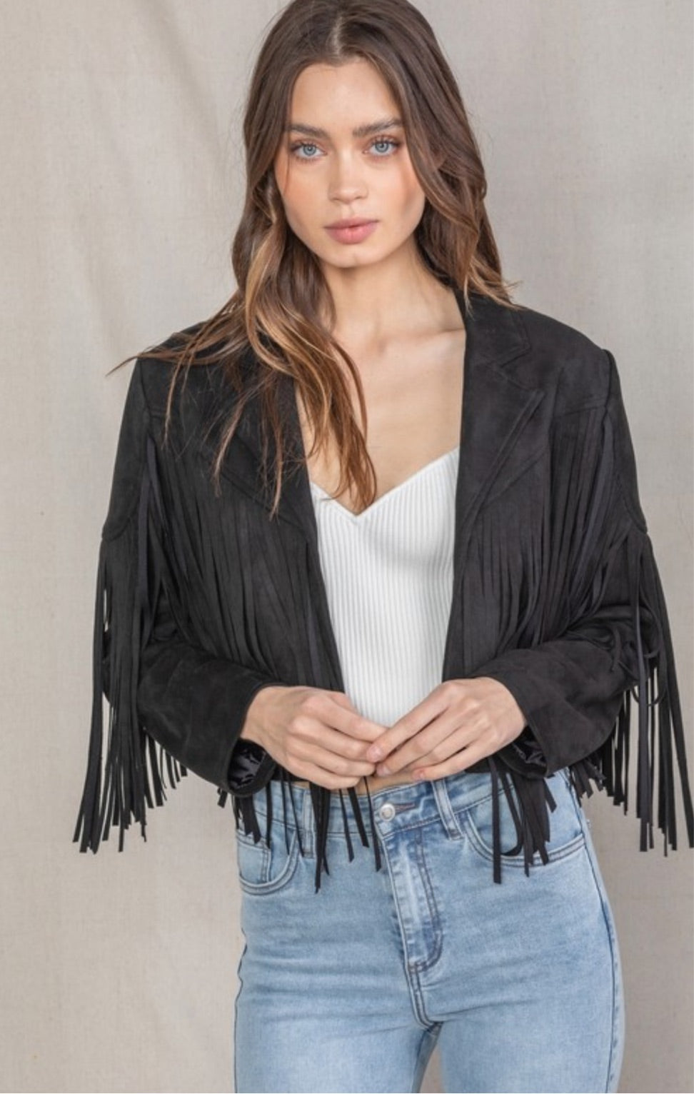 “Nashville” Black Fringe Jacket