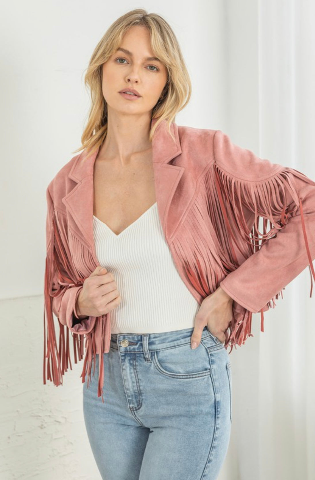 “Nashville” Pink Fringe Jacket