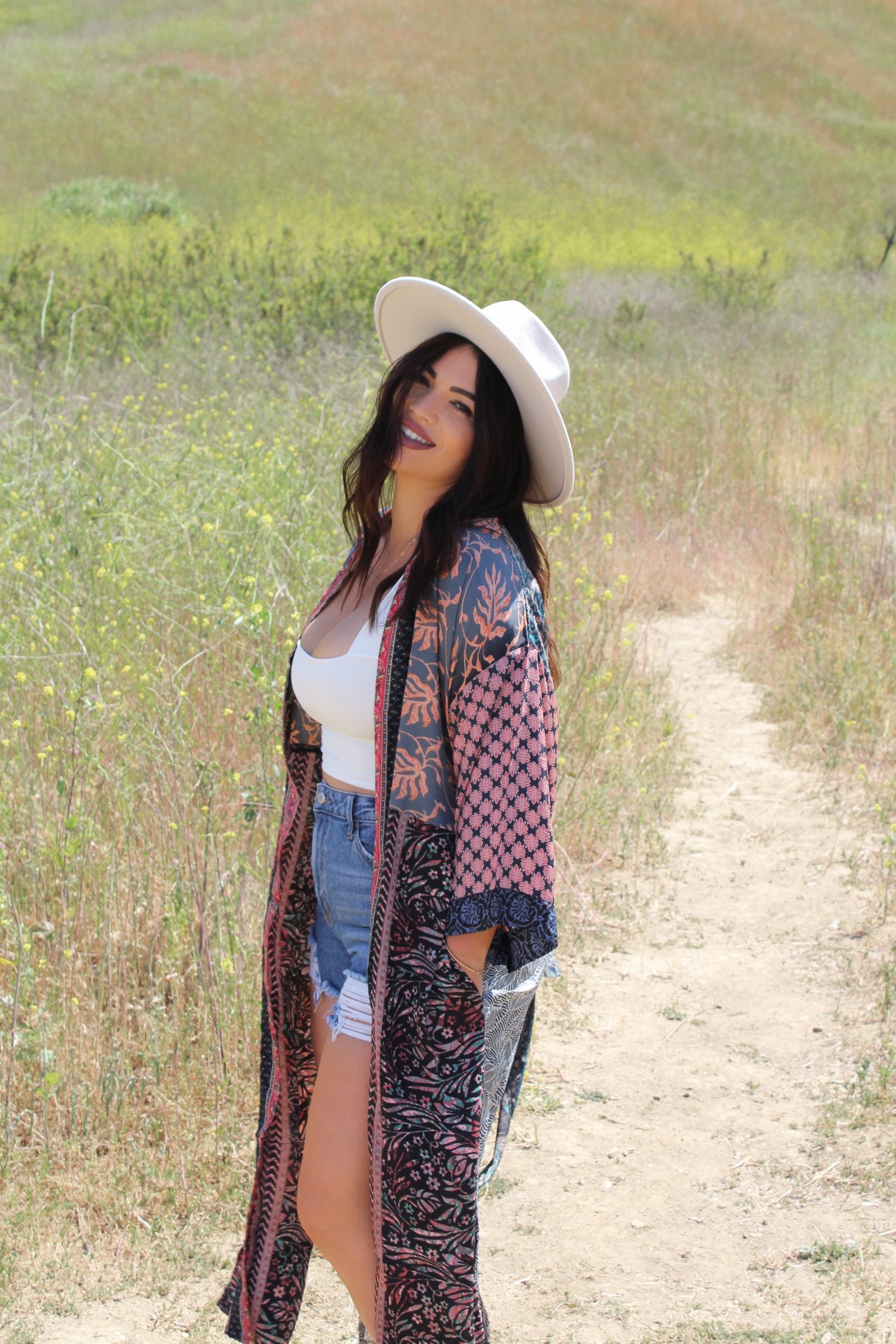 “Crete” Boho Long Kimono