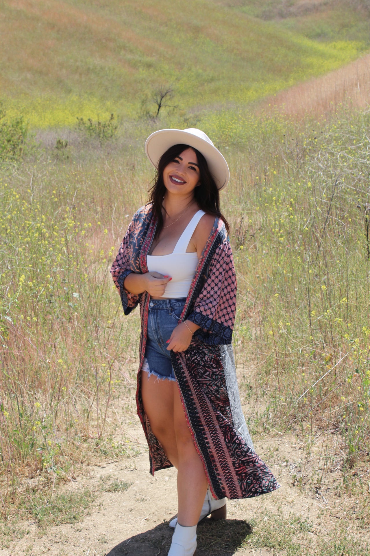 “Crete” Boho Long Kimono