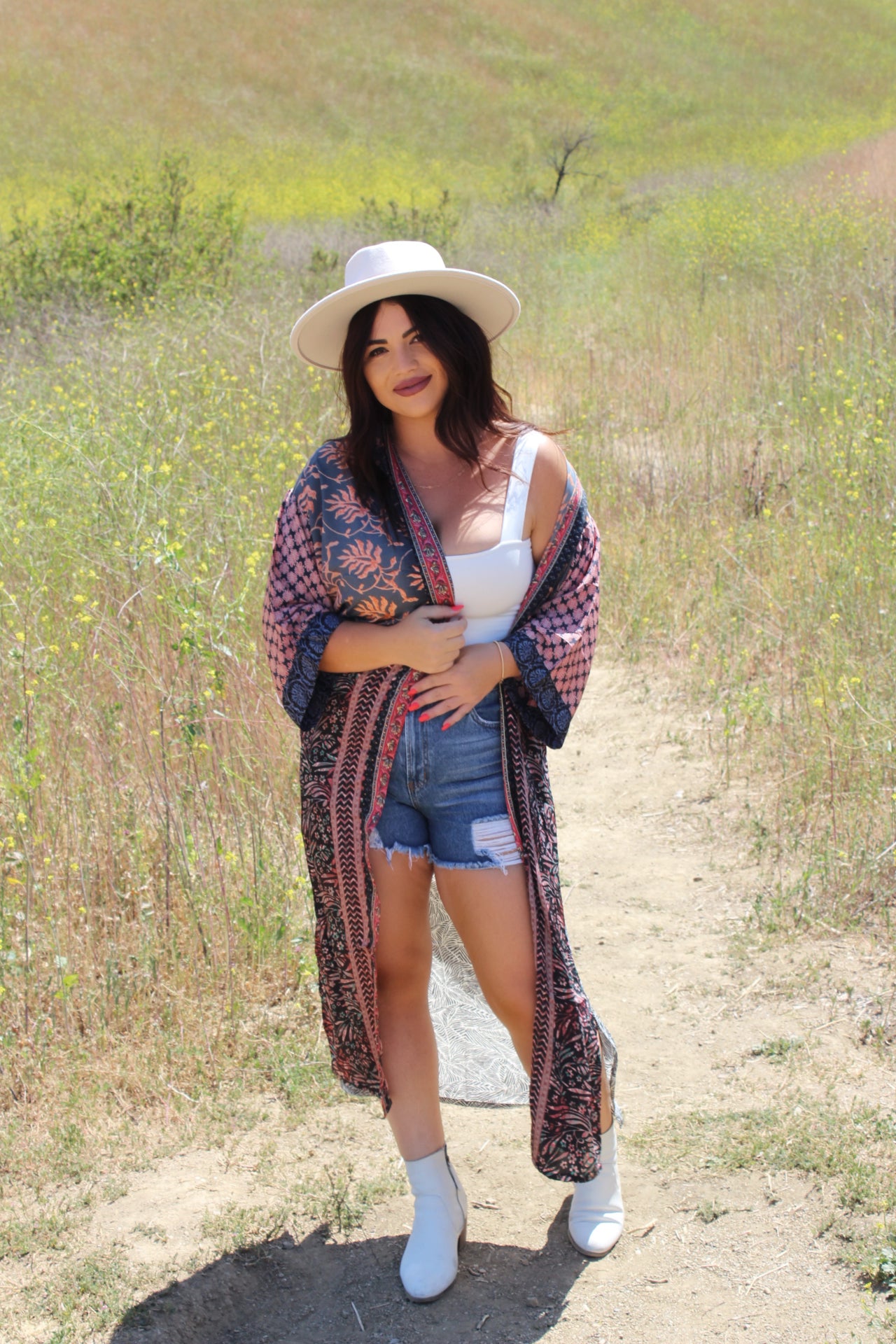 “Crete” Boho Long Kimono