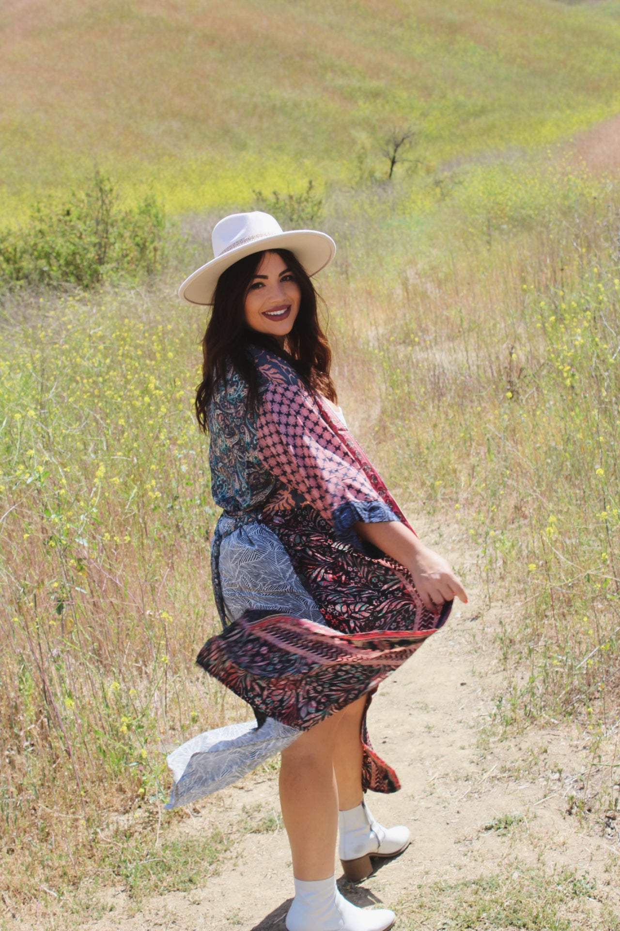 “Crete” Boho Long Kimono