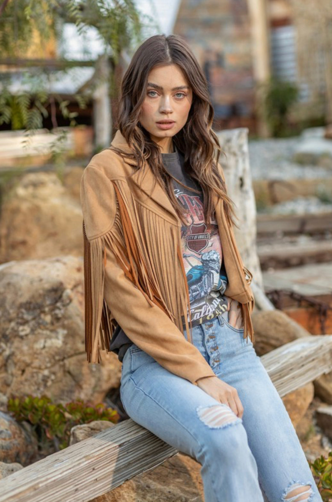 “Nashville” Camel Fringe Jacket