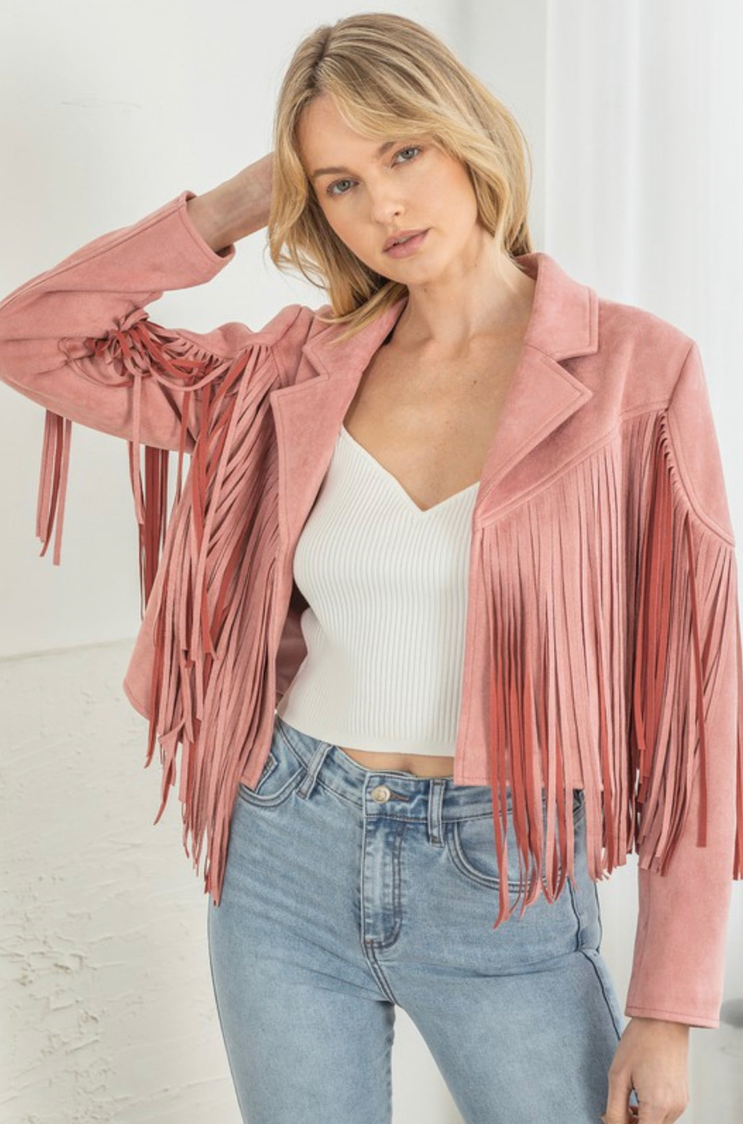 “Nashville” Pink Fringe Jacket