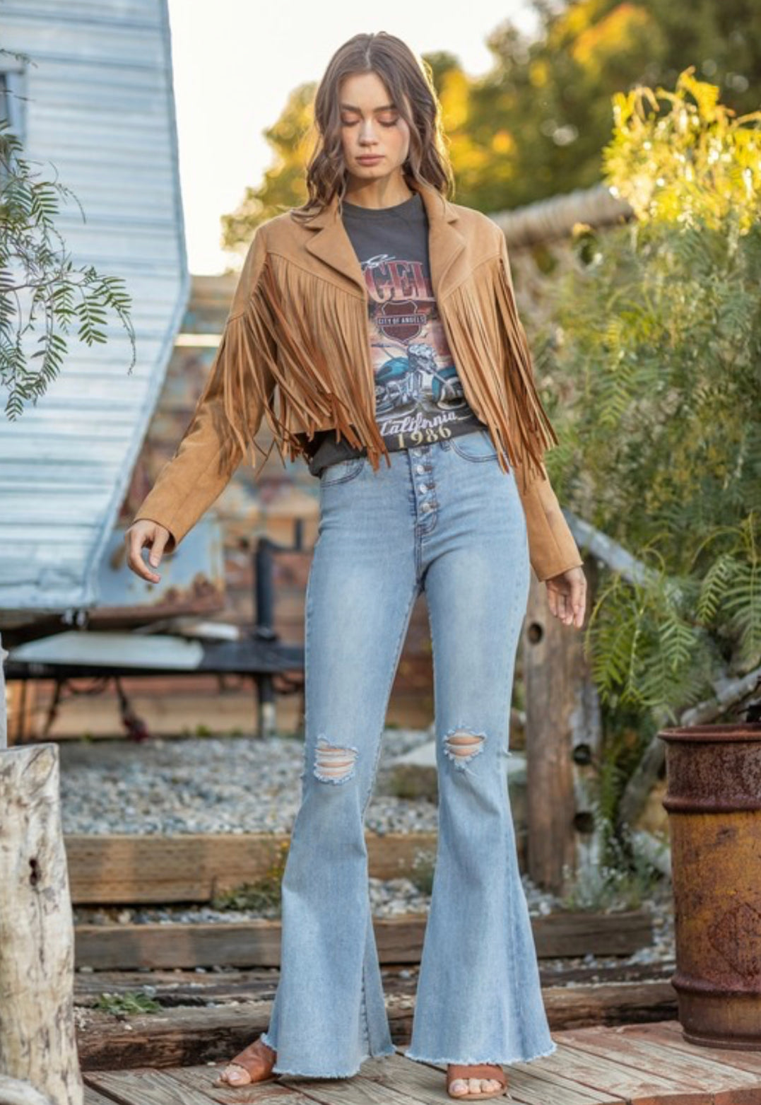 “Nashville” Camel Fringe Jacket