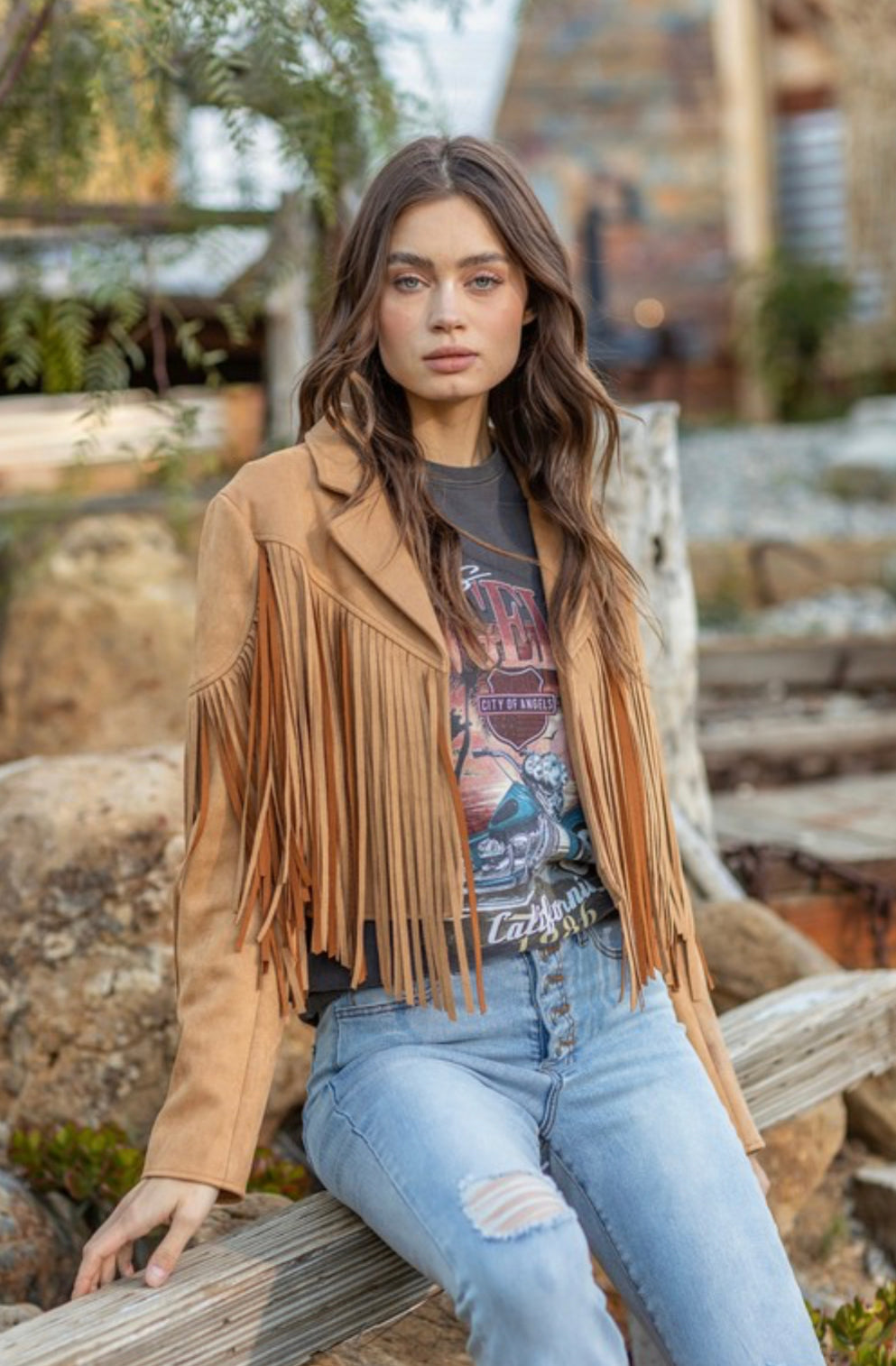 “Nashville” Camel Fringe Jacket