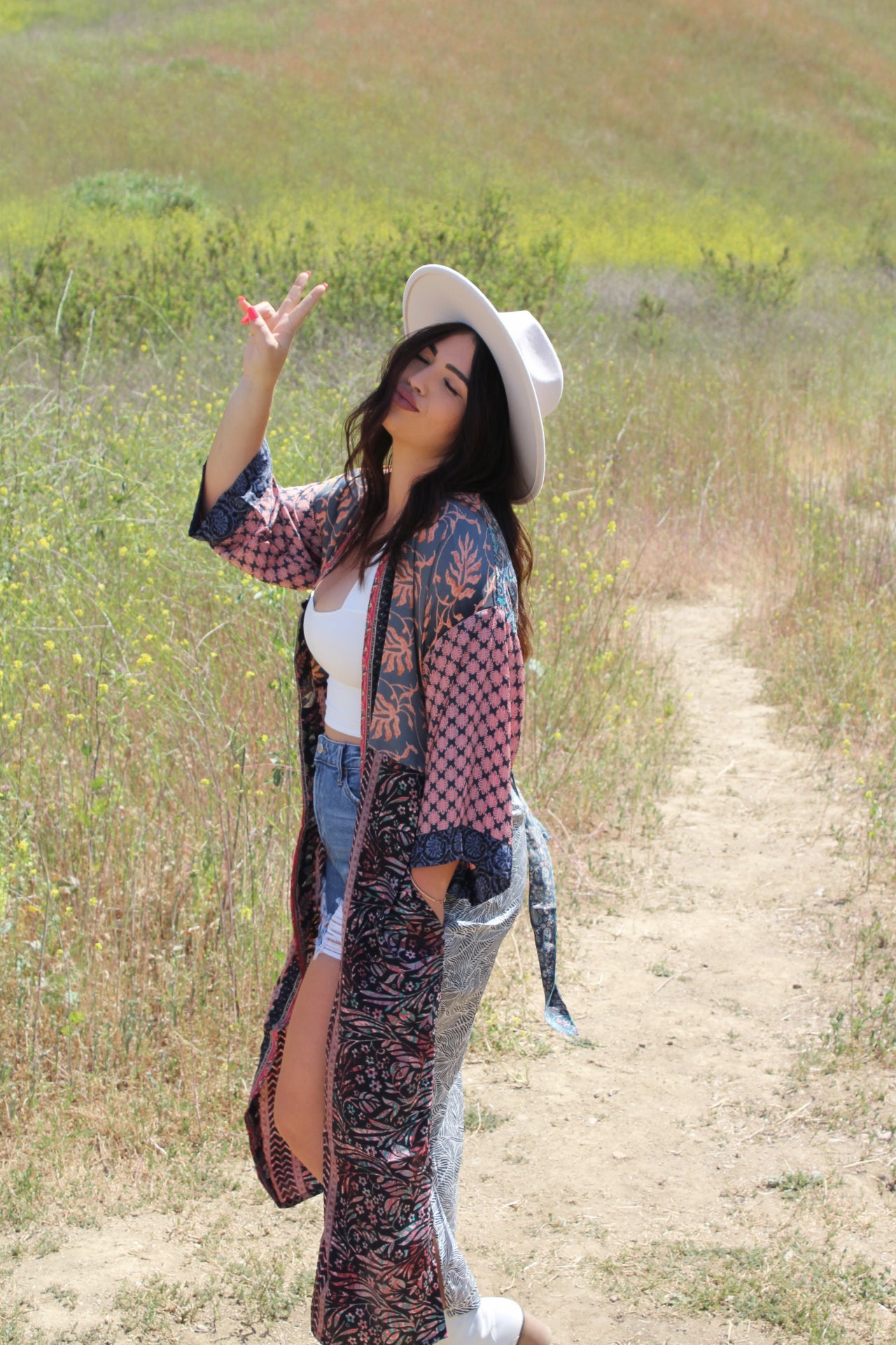 “Crete” Boho Long Kimono