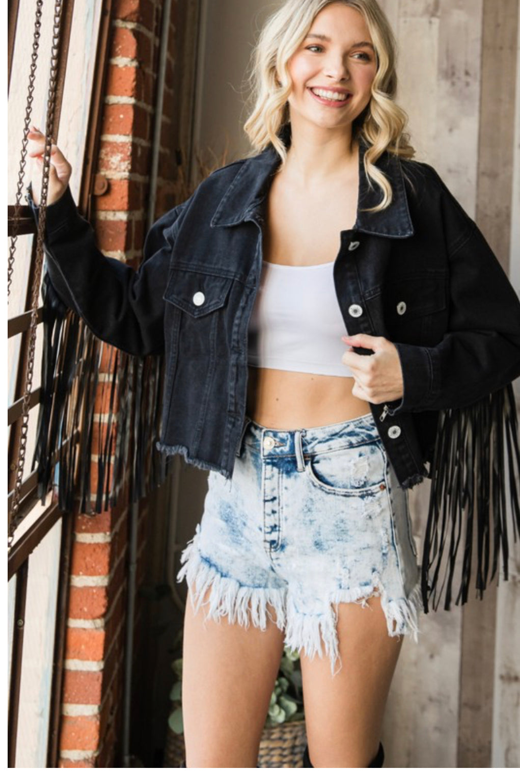 “Jojo” Denim Fringe Jacket