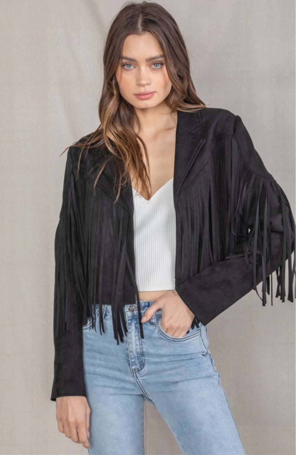 “Nashville” Black Fringe Jacket