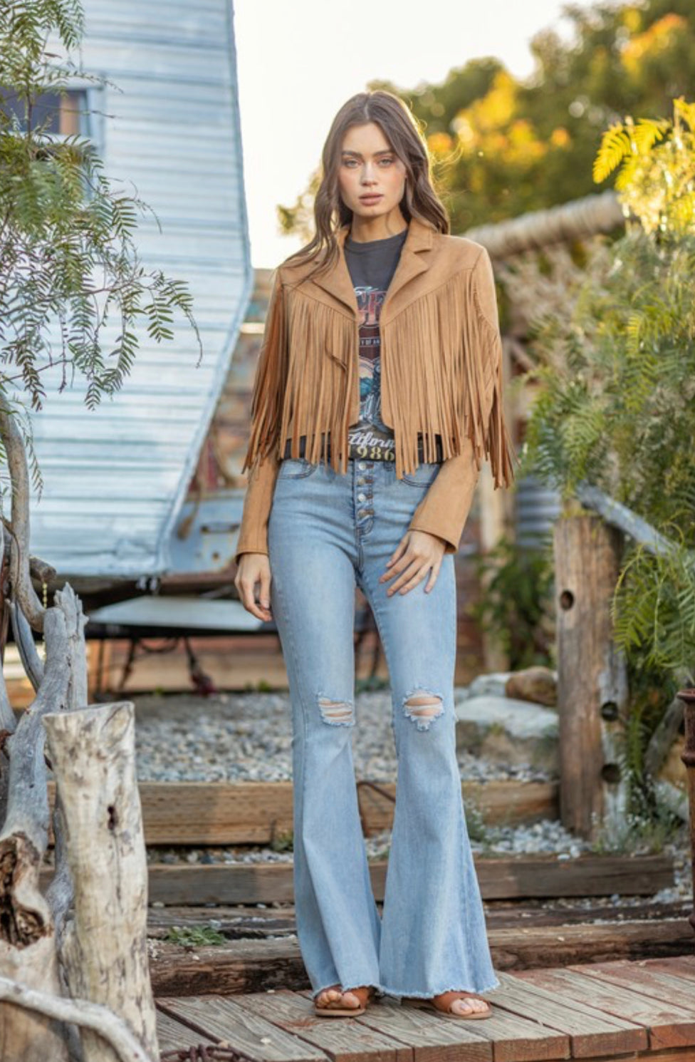 “Nashville” Camel Fringe Jacket