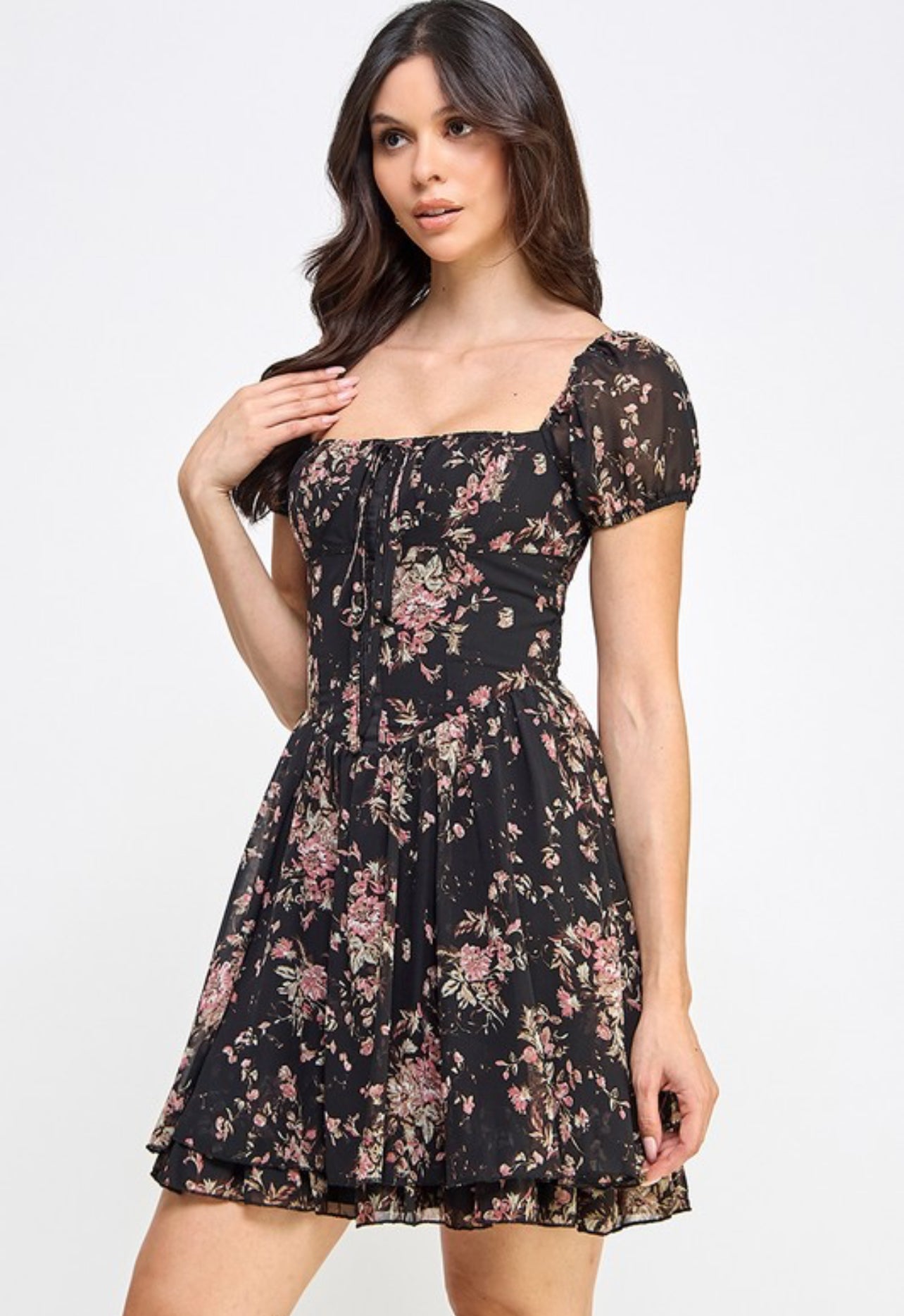 “Rosalin” floral short dress