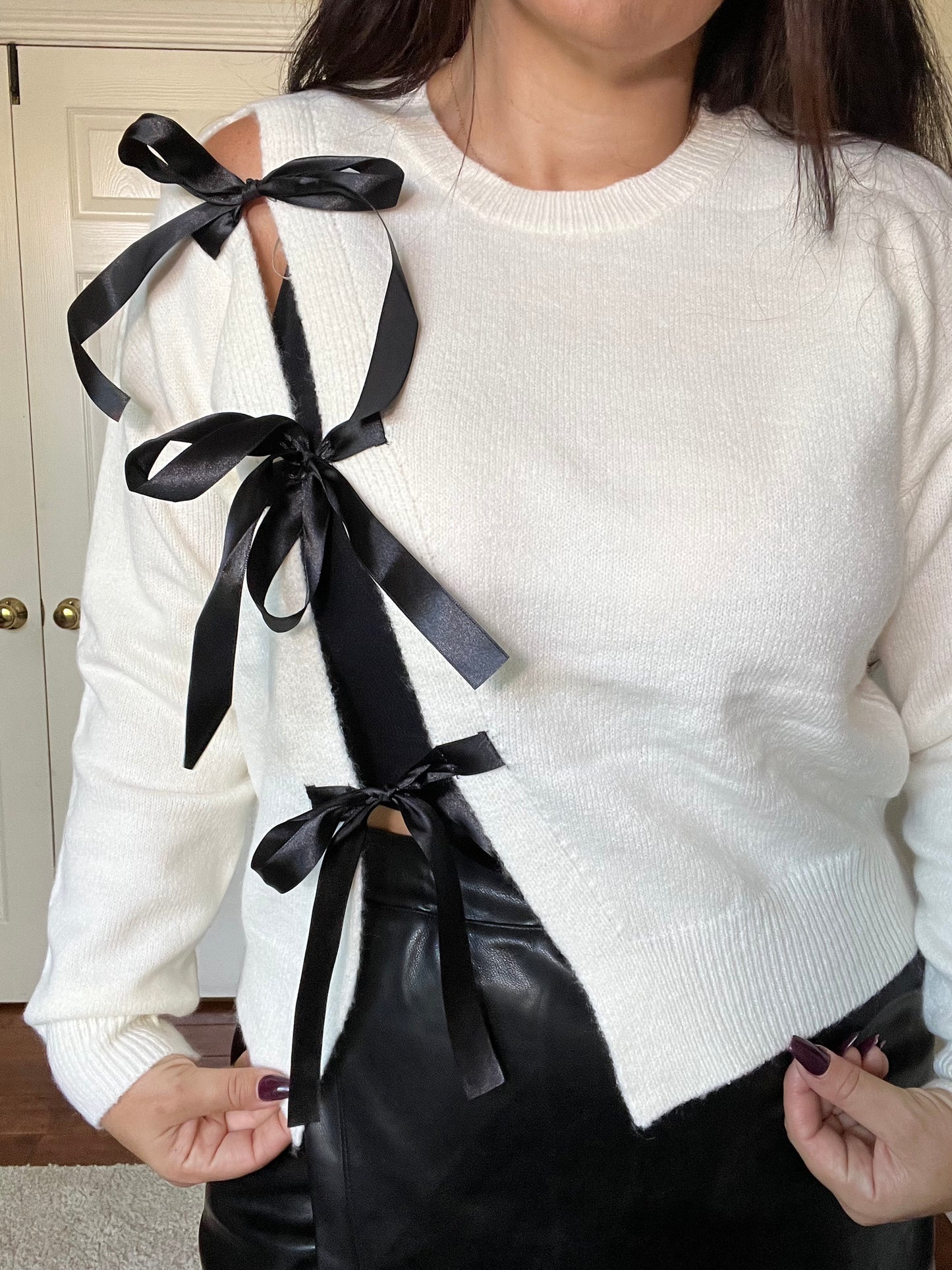 “Black& white affair “ Tie Sweater