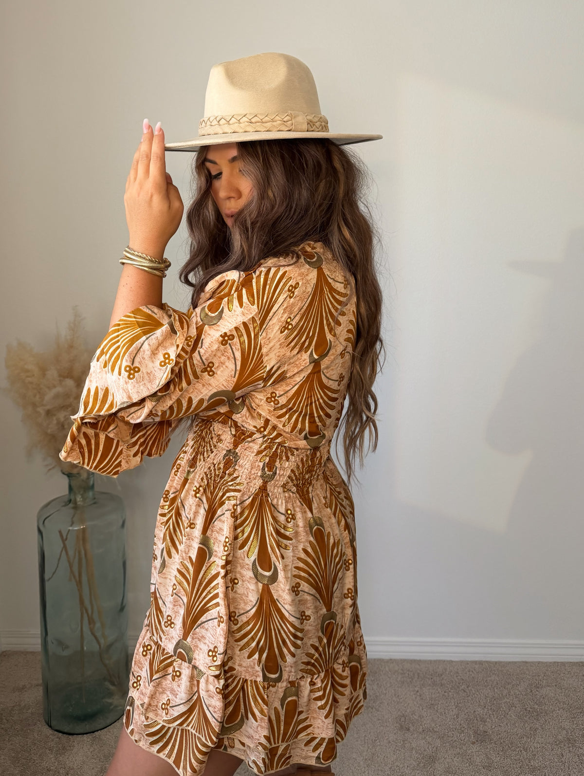 “Evia” Long sleeve Short Dress (one size)