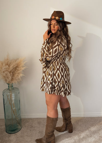 “Evia” Long sleeve Short Dress (one size)