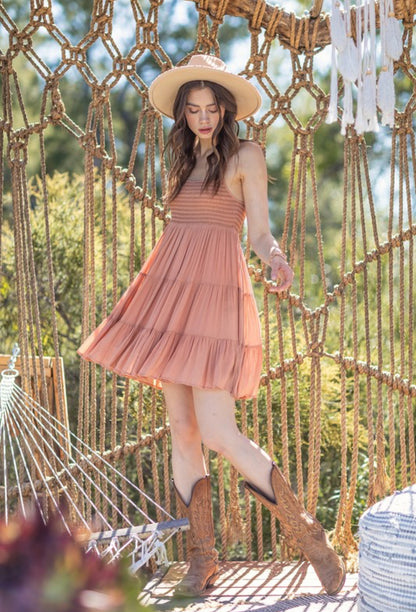 “Peachy” Short smock Tank Top Dress