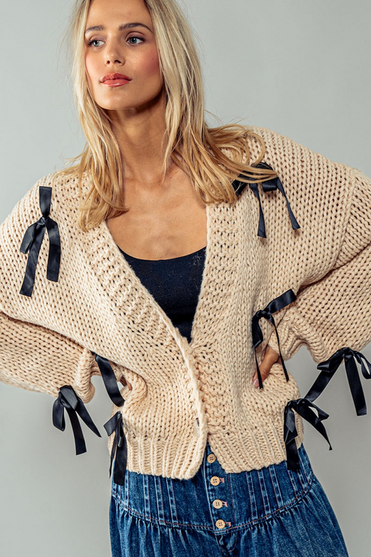 “Emma” Bow Knit cardigan