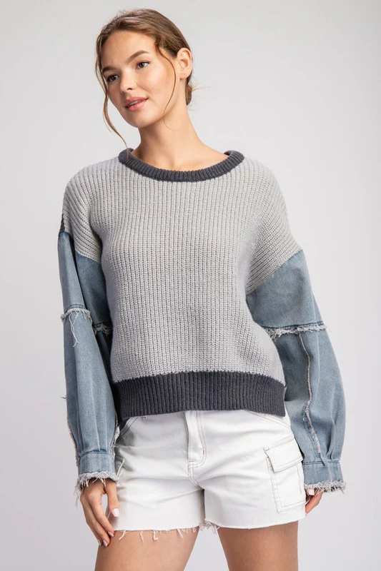 “Mix it” Denim sleeve sweater