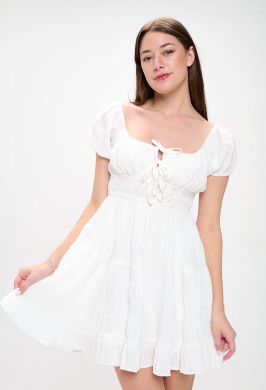 “Tori” white sleeve dress