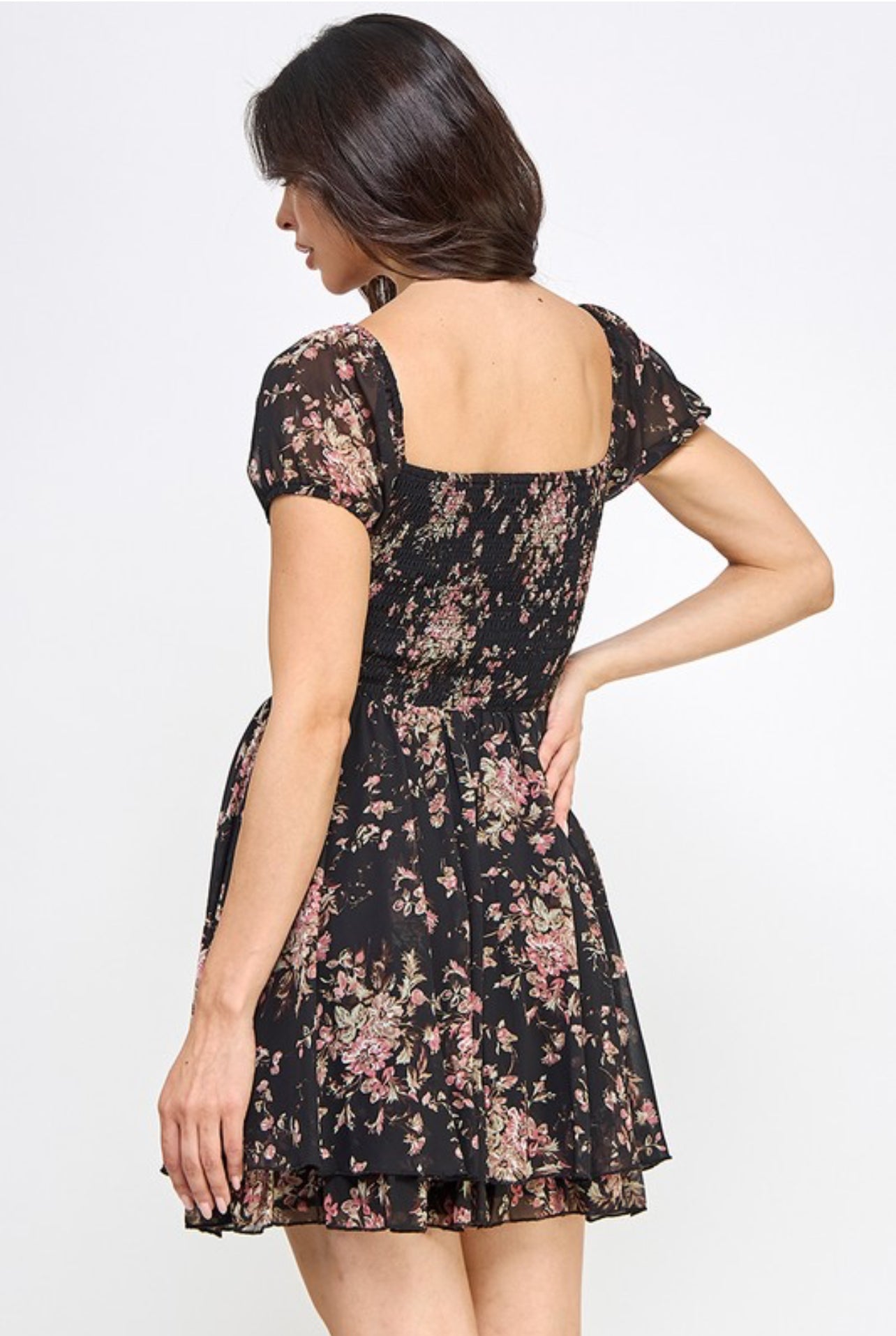 “Rosalin” floral short dress