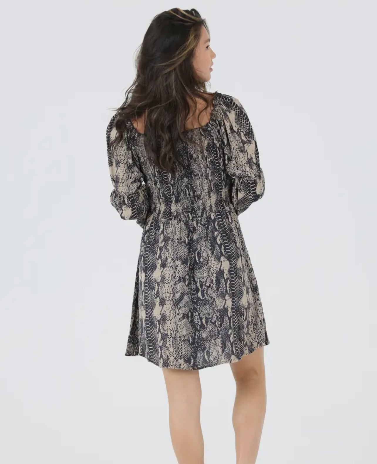 “Tiff” Snake Long Sleeve Dress