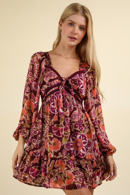 “Hidden Flower” Long Sleeve Dress