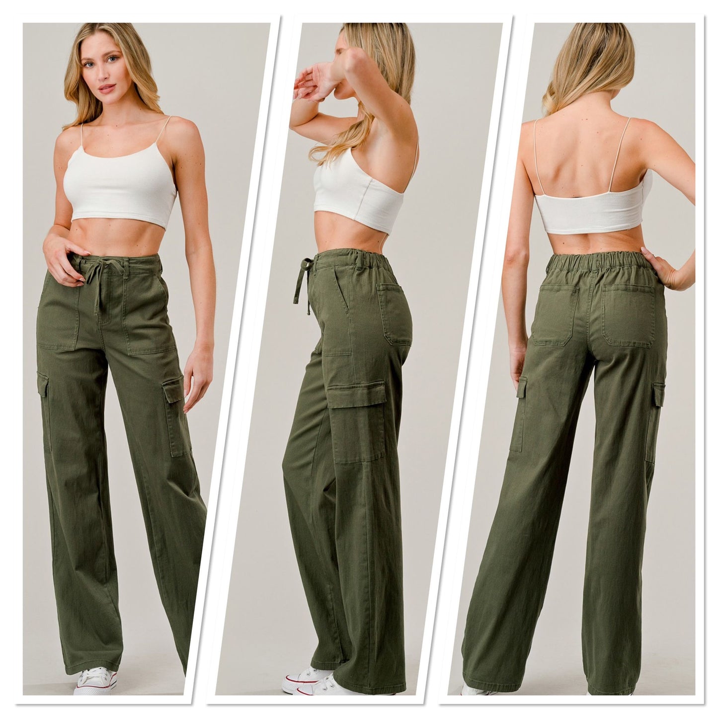 “In the Hills” wide leg cargo pants