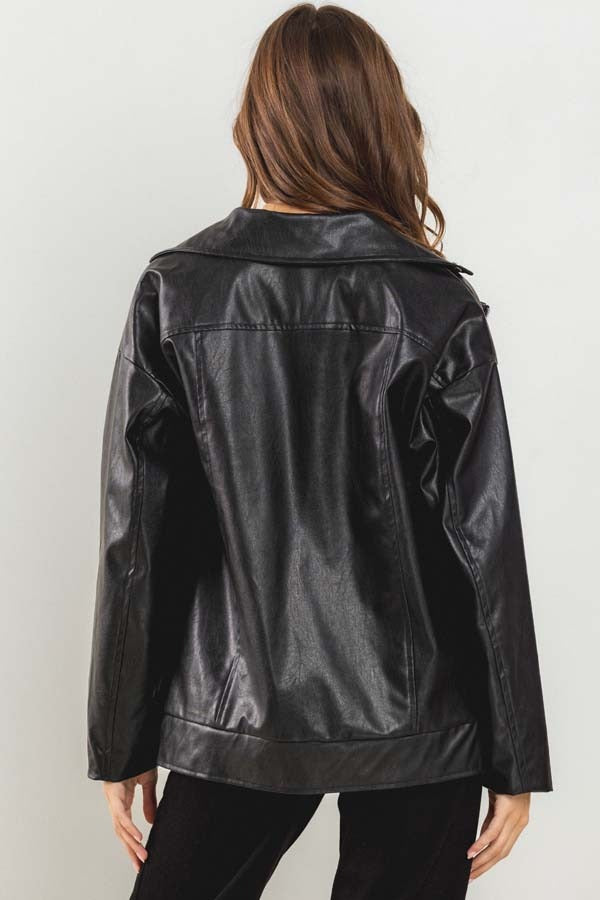 “Spencer” oversized leather jacket