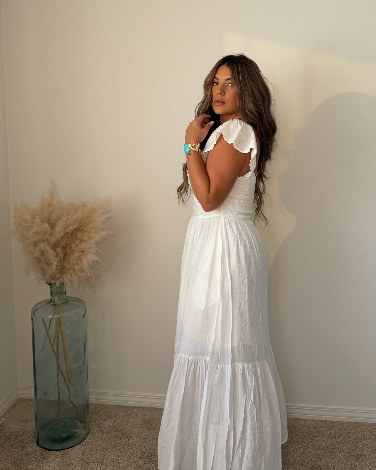 “The Sunday Stroll” White Maxi Dress