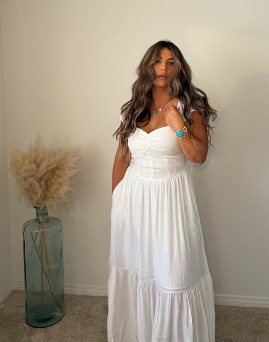 “The Sunday Stroll” White Maxi Dress