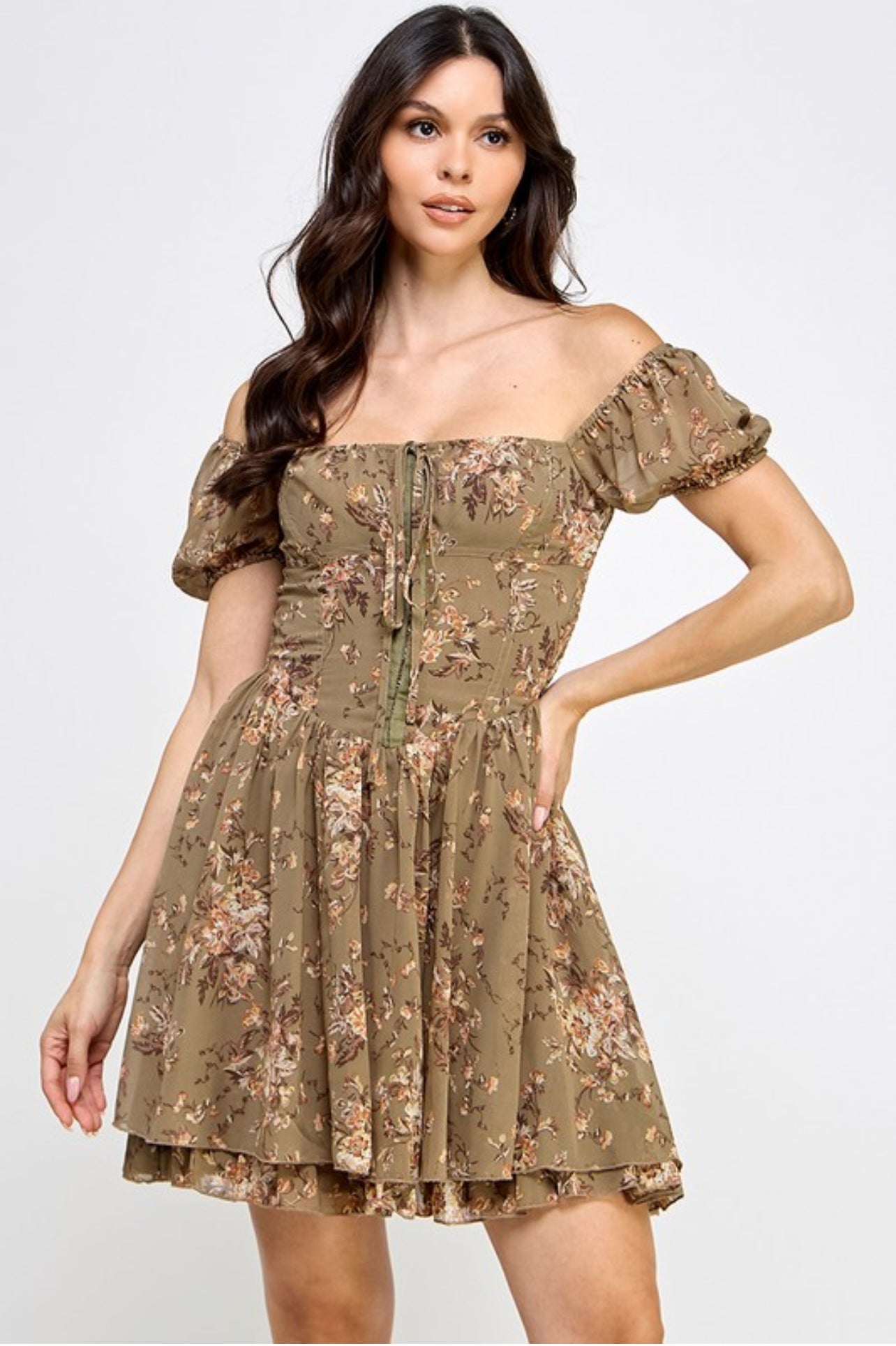 “Rosalin” floral short dress